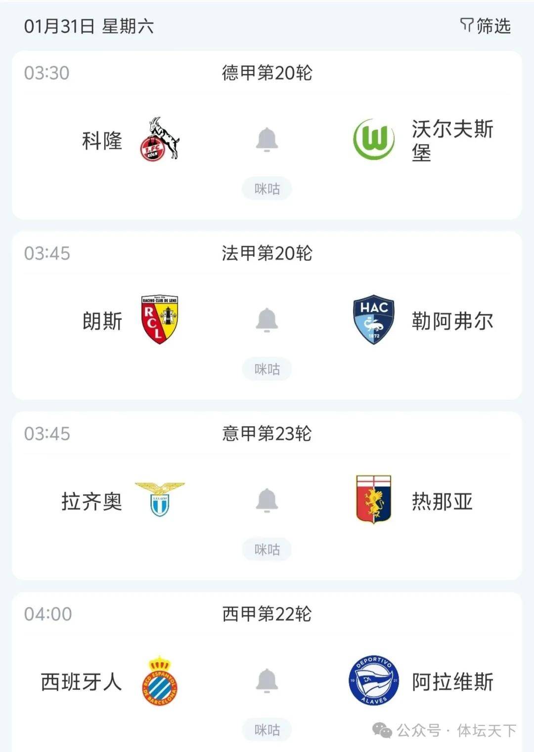 欧洲五大联赛今晚开打4场，比分精准预测，有1场要爆冷